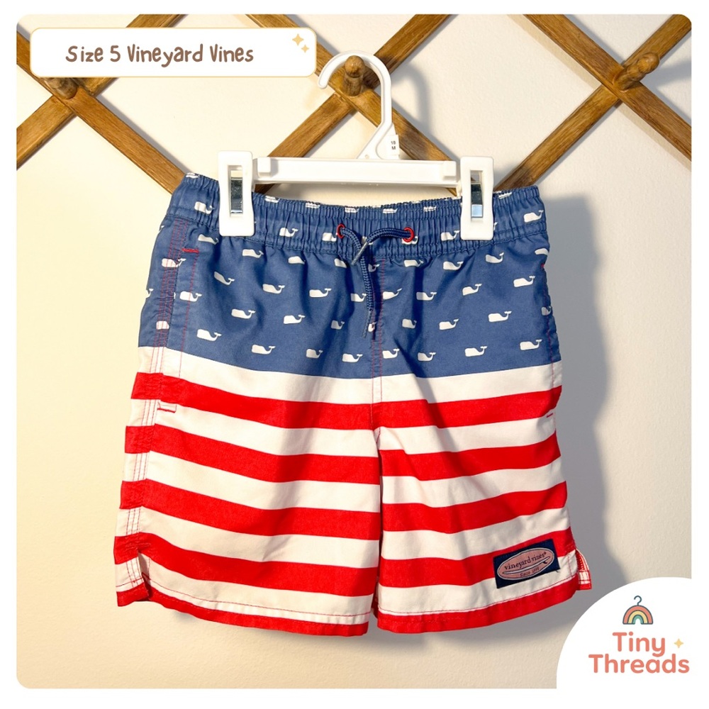 Vineyard Vines Kids American Flag Swim Shorts